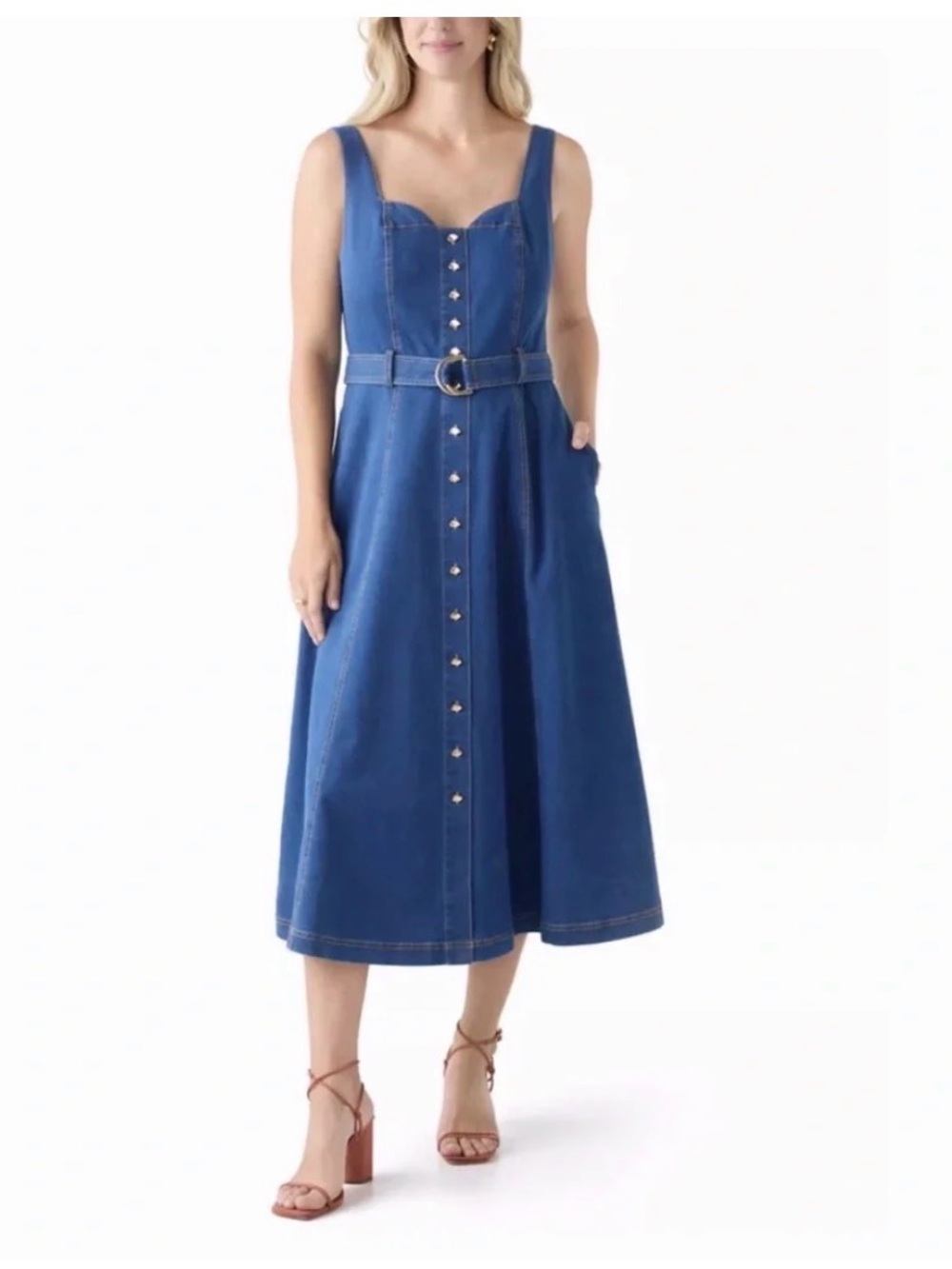 Jason Wu Blue Denim Button-Down Midi Dress - Picture 2 of 5